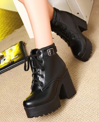 Người mập dáng người tròn ưu tiên boot đơn giản, màu tối, gót vừa phải
