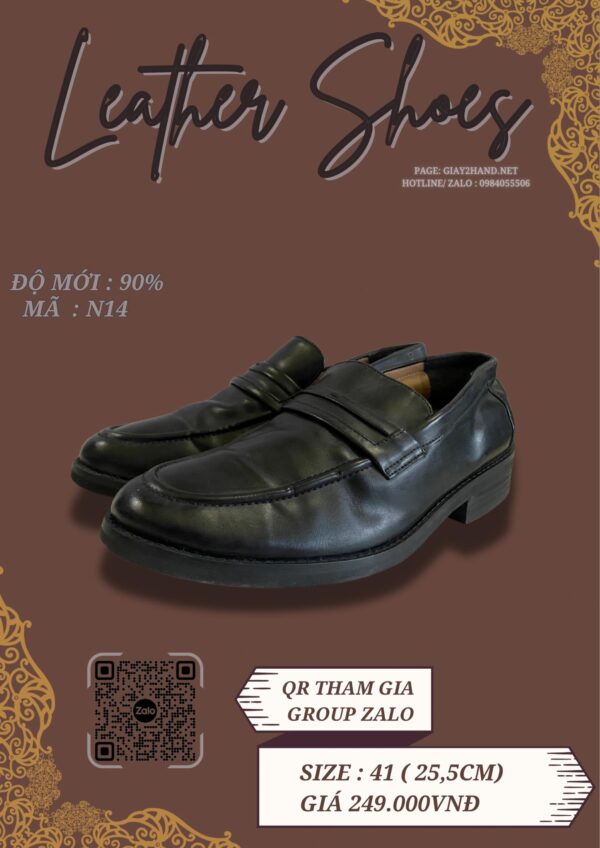 Giày Da Nam Màu Đen Cá Tính