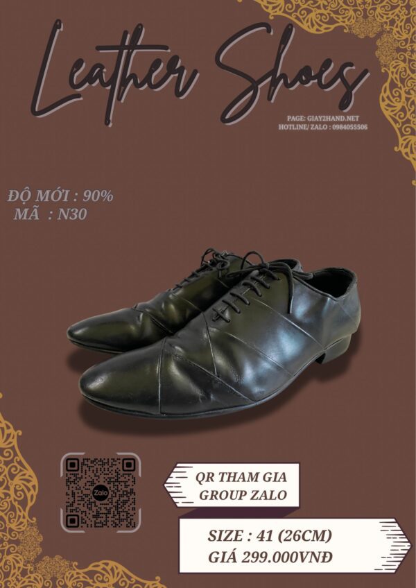 Giày Da Nam Màu Đen Phong Cách