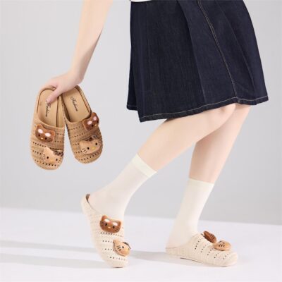 Dép sục mèo bông giả đan thoáng khí, dễ thương, êm nhẹ, thoáng chân không chỉ là một đôi dép