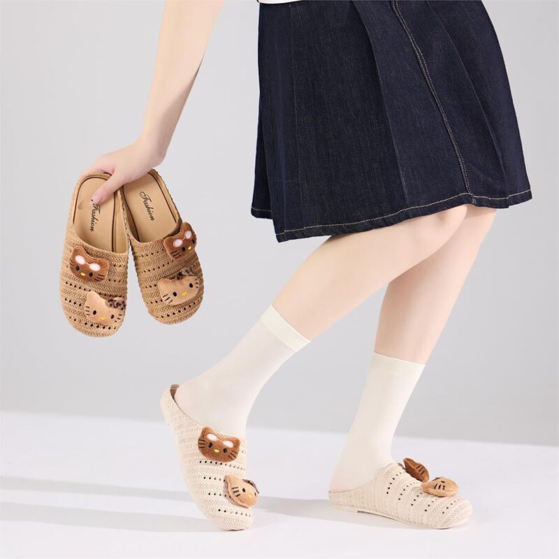 Dép sục mèo bông giả đan thoáng khí, dễ thương, êm nhẹ, thoáng chân không chỉ là một đôi dép