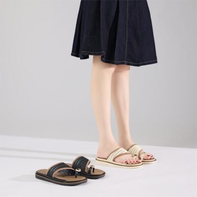 dép nữ quai đan phối khuyên hoa xỏ ngón xinh xắn luôn sáng đẹp và bền lâu